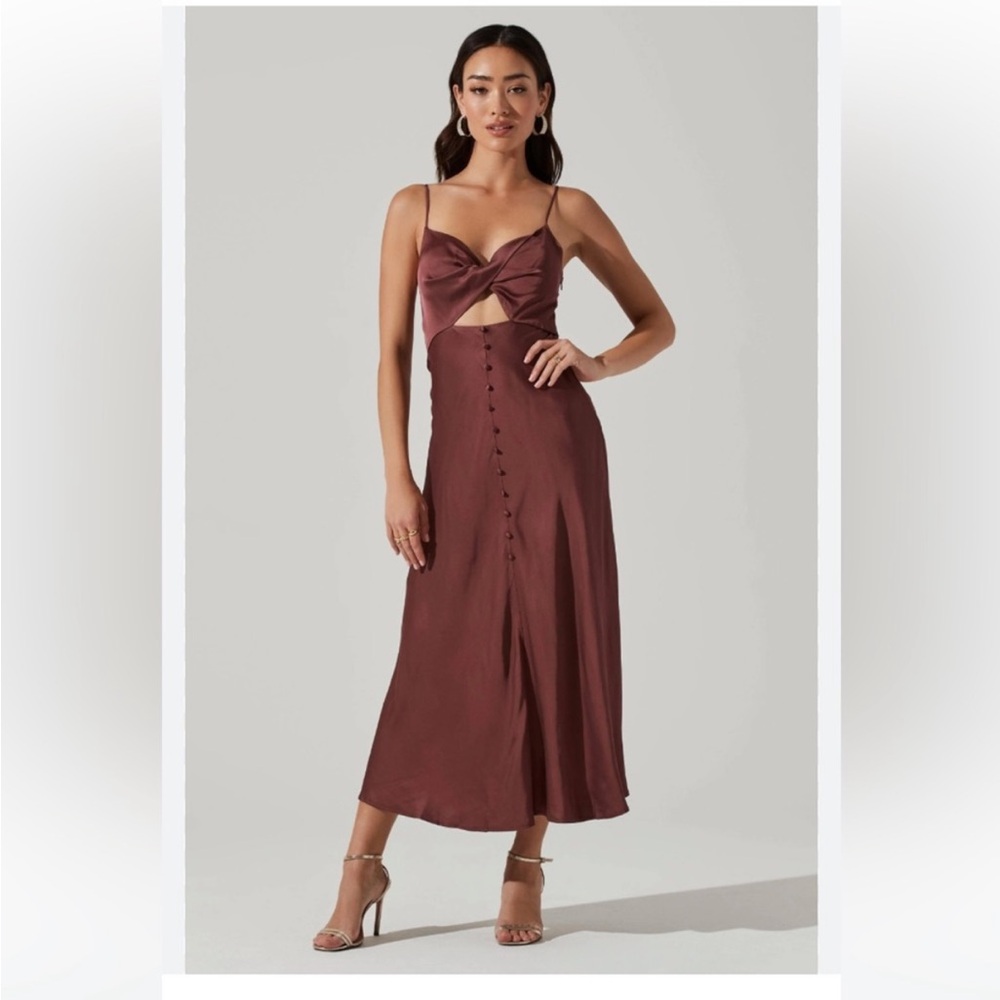ASTR the Label Farida Satin Cutout Midi Dress